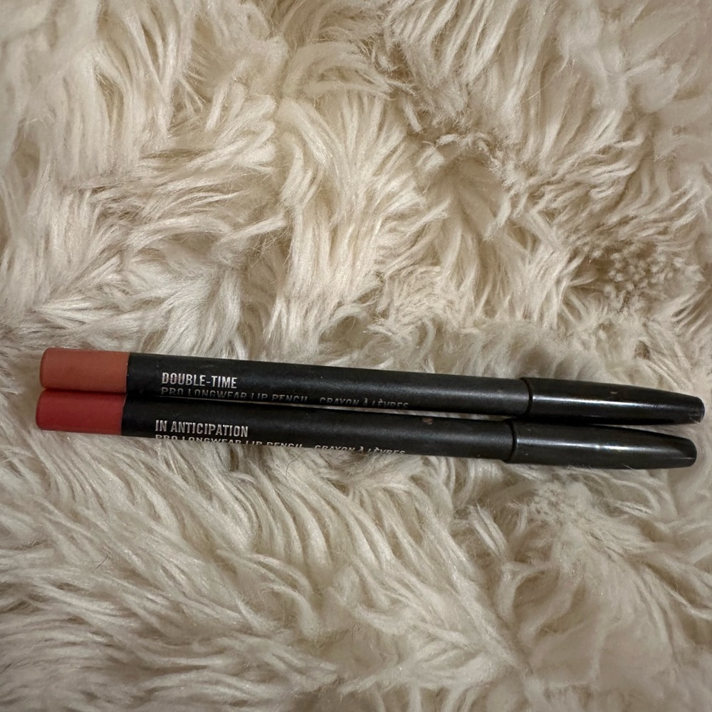 2 Mac lip liners colors double time and in anticipation.